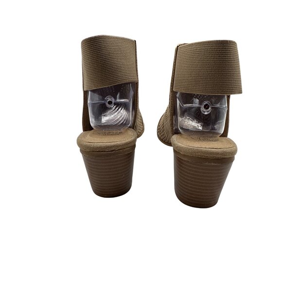 Sonoma Size 8.5 Peep Toe Tan Perforated Sandals Block Heel & Back Strap - Picture 9 of 16